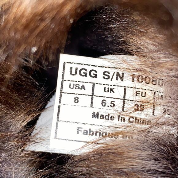 UGG Women's Rosana Chestnut Suede Fur Cuffed Wionter Boot Size US 8 - Picture 9 of 9